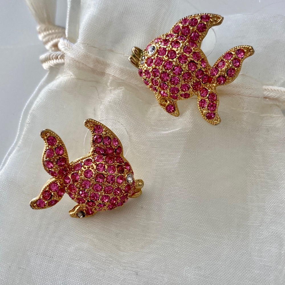 Fornash Pink and Gold Goldfish Earrings
